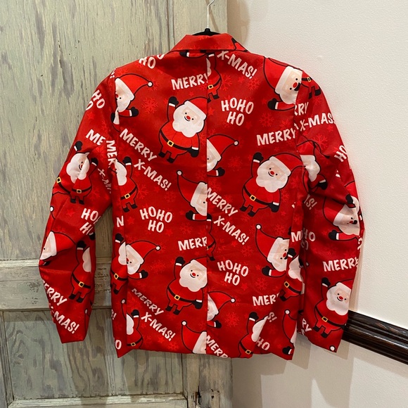Kids SUITMEISTER RED CHRISTMAS BLAZER - Cool Santa Print  Size L 12-14 boys - Picture 5 of 5